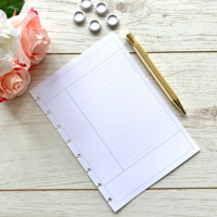 Papel Personalizado A5 con Líneas y 8 Agujeros, Hojas Sueltas con Páginas Interiores en Blanco, Papel de Repuesto con Perforación Tipo Hongo para Agendas A5
