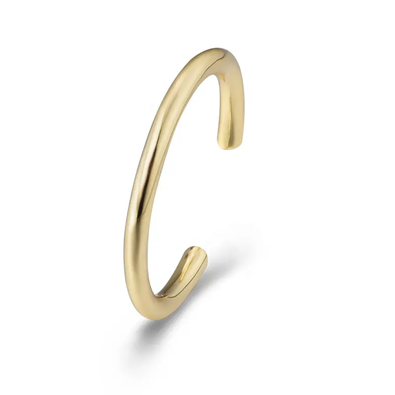 Anillo ajustable de apertura CC Simple para mujer, joyería lisa de Plata de Ley 925 con Plato de oro de 14K y rodio para mujer