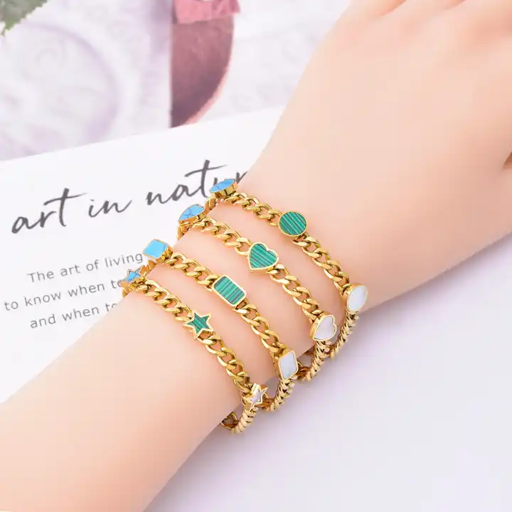 18K Gold Plated Dainty Chain Bracelets Adjustable Cute Link