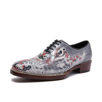 Chaussures Oxford pour hommes, en cuir d'alligator véritable, faites à la main, style business luxueux, tendance, avec lacets, design tête de lion peinte à la main