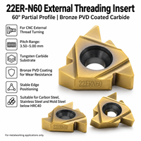 22ER-N60 Bronze PVD-beschichtete Hartmetall-Einsätze für 60-Grad-Außengewindedrehung CNC-Hartmetall-Einsätze