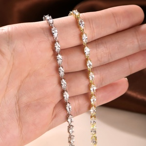Fashion Jewelry Eco-friendly <b>Copper</b> 14k Gold Filled Marquise-cut 3*6mm Vvs Gra Zircon Diamond Tennis <b>Bracelet</b> for Women - Product Image 6
