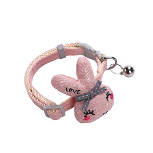 Kleine Hund & Katze Halskette Halsband Cartoon Bunny Bell Collar Polyester Printed Pet Supplies Großhandel - Product Image 1