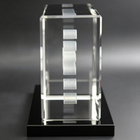 Trofeo de Cristal Neelpure 140235 con Patrón de Puntos Grabado en 3D y Base Negra para Premios Corporativos