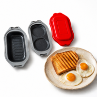 Plaque de cuisson micro-ondes avec couvercle, ensemble de cuisson pour micro-ondes, cuiseur à œufs, ustensile de cuisson en silicone antiadhésif pour 2 œufs pochés
