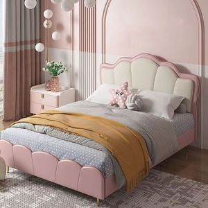 Kids Fun Cloud Bed Marco de madera maciza Tapicería de algodón para niños y niñas - Product Image 1