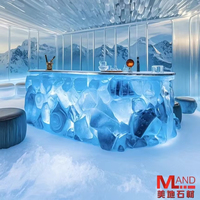 Meuble en pierre précieuse naturelle, table basse en agate cristalline, comptoir en pierre précieuse, blanc neige, bleu blanc