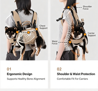 Sac à dos de transport ergonomique et respirant pour chiens de petite et moyenne taille, avec protection de la colonne vertébrale, réglable, pour le transport avant et arrière