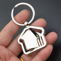 Logo gravé personnalisé immobilier maison forme agent immobilier porte-clés Sublimation métal blanc maison porte-clés
