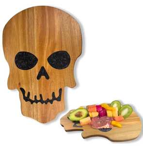 Planche à découper en bois d'Halloween avec motif citrouille, fantôme et crâne, ustensile de cuisine, compatible lave-vaisselle, décoration de fête pour usage festif - Product Image 2