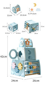 Juguetes Educativos Montessori, Torre de Apilamiento de Cohetes Multifuncional 3 en 1, Cubo Sensorial Educativo para Bebés, Juguete de Madera de Seis Caras - Product Image 4
