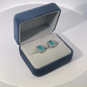 Tianyu Gems Women's Classic Luxury <b>Stud</b> <b>Earrings</b> with Green Emerald-Cut Cubic Zircon Gold-Plated Brass - Product Image 4