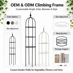 <b>Metal</b> Garden Obelisk Climbing Frame Trellis with Ring Supports for Roses Clematis Peas Tomatoes Patio <b>Raised</b> <b>Bed</b> - Product Image 3