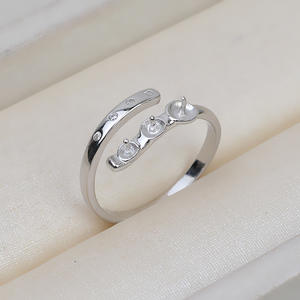 Accessoires DIY faits à la main, bague ouverte en argent S925, ensemble vide à 3 perles pour femme, tailles 4-5-6, modèle Wenchi 17035 Chine - Product Image 4