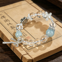 Bracelets tendance en cristal de quartz géométrique faits à la main avec pendentif en argent - Cadeau pour femme