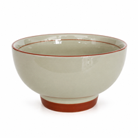 Bol à riz en porcelaine nordique, vert sauge brillant, accent terracotta, avec pied, compatible micro-ondes et lave-vaisselle, écologique, sans BPA