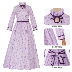 Robe de cosplay Redman Anime Buried Frilian Philen, robe longue à fleurs violettes avec nœud - Product Image 1