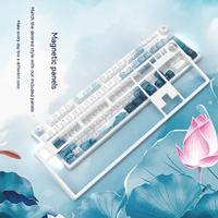 Ajazz AK666 Landscape Style Game Mechanical Keyboard PBT Keycap 104 Keys with Knob Macro Programming