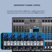 Consola Mezcladora de Audio Profesional de 8 Canales HL-W8/12/16, Bluetooth 5.3, USB, 100 Efectos DSP, Alimentación Phantom de 48V, Ecualizador DJ Estéreo