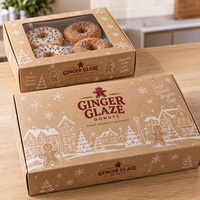 Boîtes d'emballage en carton kraft personnalisées avec logo, impression de qualité alimentaire, pour biscuits, gâteaux, pain, pâtisseries, beignets, macarons, cookies