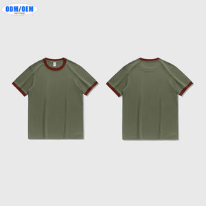 T-shirt décontracté polyvalent en coton lourd 270g, style rétro, color-block, col rond, manches courtes, unisexe, pour homme - Product Image 4