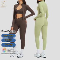 Leggings croisés personnalisés à la taille, veste zippée intégrale à col montant, soutien-gorge de sport respirant à séchage rapide, rayé et délavé, pour la gym et le fitness