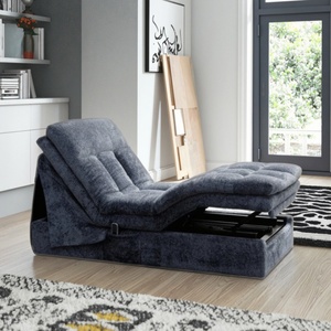 Sofá Cama Eléctrico Reclinable de Terciopelo Gris Moderno - Multiusos para Hotel, Almacén, Dormitorio y Taller, Estructura Metálica, Tamaño de Cama Completa - Product Image 3