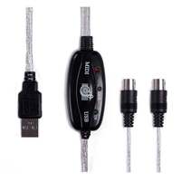 Kabel MIDI ke USB 1.8M USB-A ke 5-Pin DIN Male 2 in 1 in OUT Converter untuk Studio Musik Keyboard PC MAC Plug Play