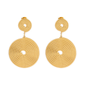Orecchini a Cerchio in Acciaio Inossidabile Stile Europeo e Americano, Orecchini a Perno Martellati alla Moda, Gioielli Lussuosi Retrò Vintage ALN26041226 - Product Image 2