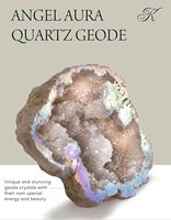 Groupe de géodes de quartz Angel Aura / Cristal Druzy à haute énergie avec clarté et but, Pierre naturelle de Reiki, Carte d'information