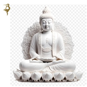 Statue de <span class=keywords><strong>Bouddha</strong></span> sculptée à la main en marbre, <span class=keywords><strong>design</strong></span> antique, position lotus transparente, <span class=keywords><strong>Bouddha</strong></span> assis blanc en méditation, garantie 5 ans - Product Image 2