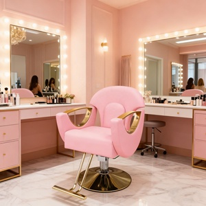 ขายส่งเฟอร์นิเจอร์ร้านเสริมสวยสุดหรู เก้าอี้สระผม เก้าอี้ตัดผมสีชมพู - Product Image 1