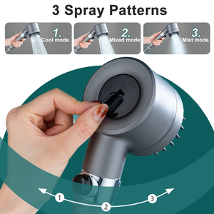 Vente chaude Gun Grey haute <span class=keywords><strong>pression</strong></span> économie d'eau trois fonctions salle <span class=keywords><strong>de</strong></span> bain <span class=keywords><strong>douche</strong></span> à main avec fonction <span class=keywords><strong>de</strong></span> massage filtre en coton pp - Product Image 4