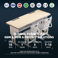 Fabricant OEM - Bureau d'école réglable à deux places avec chaises d'étude à structure en acier pour étudiants - Fourniture en gros pour salles de classe