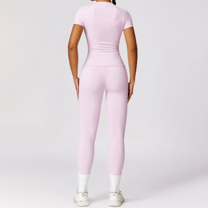 Nouvel <span class=keywords><strong>ensemble</strong></span> de sport <span class=keywords><strong>pour</strong></span> <span class=keywords><strong>femme</strong></span>, haute élasticité, séchage rapide, avec fermeture éclair, idéal <span class=keywords><strong>pour</strong></span> la gym, le fitness, la course en extérieur et le yoga - Product Image 3