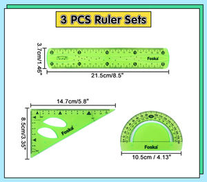 Set di <span class=keywords><strong>3</strong></span> Righelli Flessibili in PVC Morbido Verde Foska con <span class=keywords><strong>Centimetri</strong></span> e Pollici per Disegno e Uso in Classe - Product Image 2