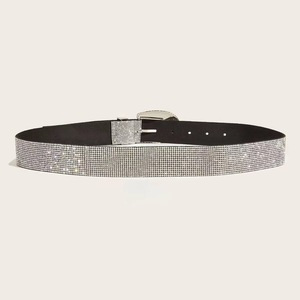 Cinture di Lusso per Donne in Pelle PU Brillante con Diamanti, <span class=keywords><strong>Cintura</strong></span> Western Scintillante <span class=keywords><strong>Bianca</strong></span> con Borchie e Strass per Ragazze - Product Image 2