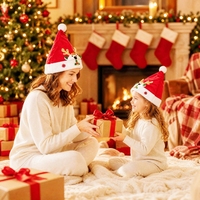 Samtstoff Weihnachtsmütze für Erwachsene Santa Neujahr Festliche Feiertagsparty-Zubehör