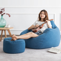 Détente et confortable tabouret en faux lin salon pouf pouf chaise étanche intérieur/extérieur tabourets