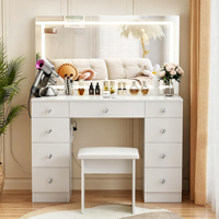 Table de maquillage avec éclairage LED et prise de courant, table de toilette pour chambre à coucher, vente en gros d'usine