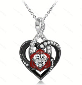 Collar con Colgante de Corazón en Forma de Costilla Negra, Plata de Ley, Estilo Gótico, Calavera, <span class=keywords><strong>Esqueleto</strong></span>, Cadena de Halloween para Mujeres y Niñas - Product Image 6