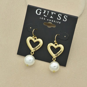 Pendientes Largos de Diseño de Marca de Moda con Perla y Logotipo <span class=keywords><strong>GUESS</strong></span> Calado, Pendientes Colgantes de Diseño para Mujer - Product Image 6