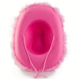 Sombrero de Vaquera con Logotipo Personalizado, Diseño Popular con Borde de Plumas, Sombrero de Vaquera Rosa para Mujer, para Fiestas y Festivales - Product Image 4