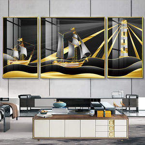 Fabbrica divano parete 5D Dream Voyage telaio in lega <span class=keywords><strong>di</strong></span> alluminio cristallo porcellana <span class=keywords><strong>mare</strong></span> barca pittura murale per soggiorno decorativo - Product Image 6