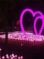 Lampu LED Mawar dengan Tiang Tanam untuk Festival Cahaya, Taman, Lapangan, Pusat Perbelanjaan, Dekorasi Taman Bunga & Rumput, Pencahayaan Acara