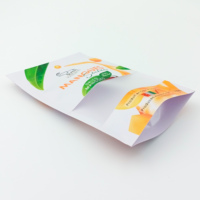 Sachet d'emballage pour fruits secs imprimé avec logo (ananas, pêche, fraise, citron, mangue) – Pochette verticale en kraft blanc avec fermeture éclair et fenêtre
