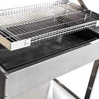 Barbecue portable en acier avec hauteur réglable, gril à charbon manuel avec panier rotatif, facile à retourner, pour usage domestique