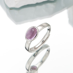 Anello in Ametista Naturale, Argento Sterling S925, Cabochon Geometrico, Versatile ed Elegante - Product Image 4