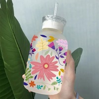 16oz k pop Uv Dtf Pembungkus Gelas Motif Bunga Musim Semi, Padang Bunga Romantis, Kehidupan Sehari-hari, Iv Dtf Pembungkus Gelas, Desain Stiker Dtf