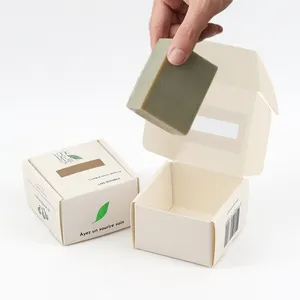 Boîtes d'emballage de savon en papier blanc avec Logo imprimé, Design personnalisé pour savon